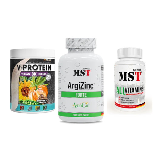 Pflanzliches Set: ProFuel V-Prote + MST ArgiZinc + MST All Vitamin – alle enthaltenen Artikel
