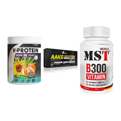 Pflanzliches Set: ProFuel V-Prote + Olimp AAKG + MST B300 – alle enthaltenen Artikel
