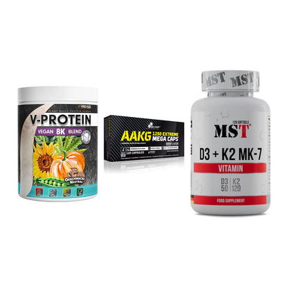 Pflanzliches Set: ProFuel V-Prote + Olimp AAKG + MST Vitamin D3 – alle enthaltenen Artikel