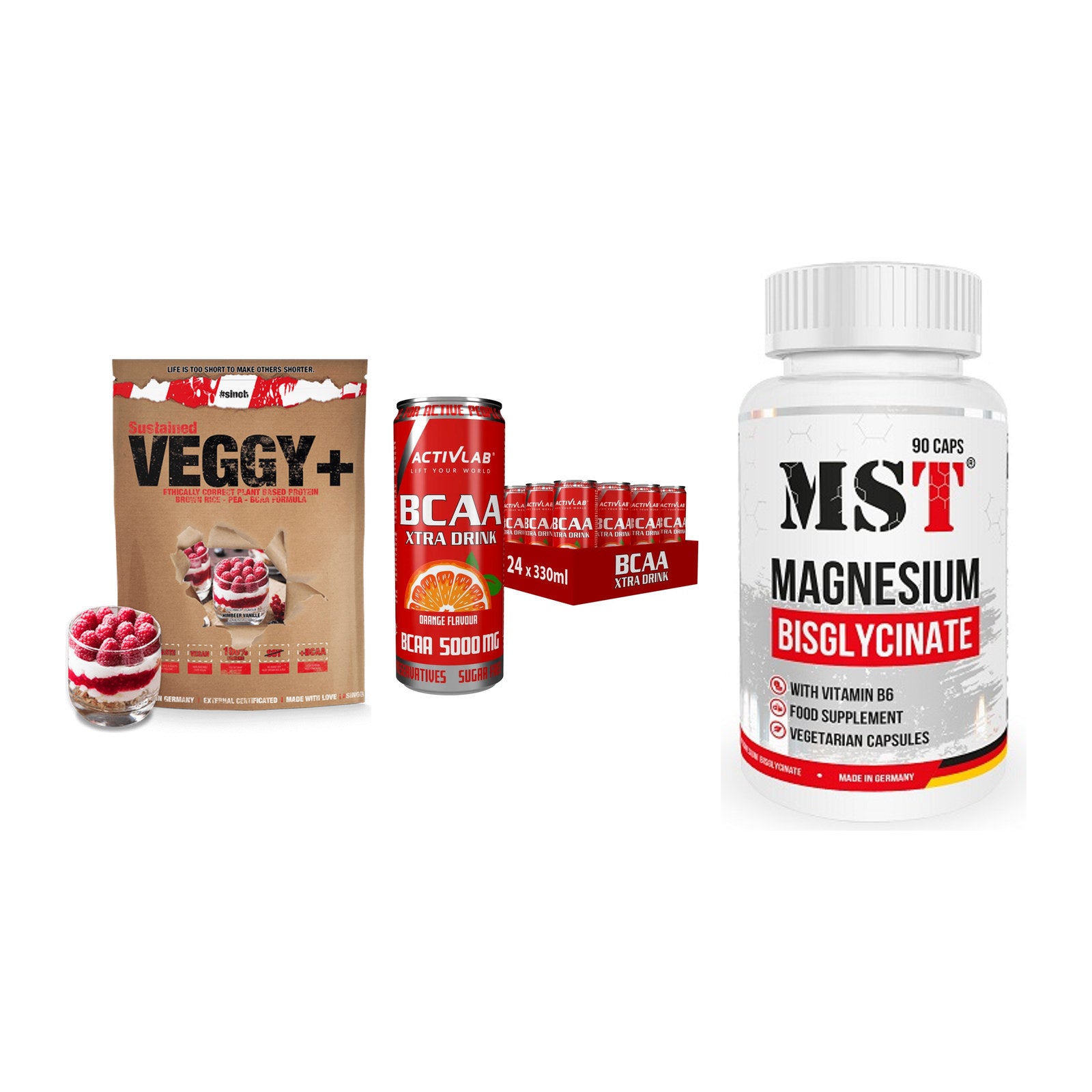 Pflanzliches Set: Sinob VEGGY + Activlab BCAA + MST Magnesium – alle enthaltenen Artikel