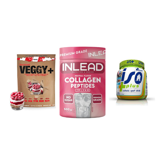 Pflanzliches Set: Sinob VEGGY + INLEAD Collagen + Olimp Iso Plus – alle enthaltenen Artikel