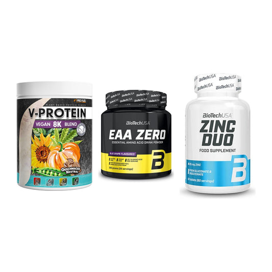 Pflanzliches Set: ProFuel V-Prote + BioTech EAA + BioTech Zinc – alle enthaltenen Artikel