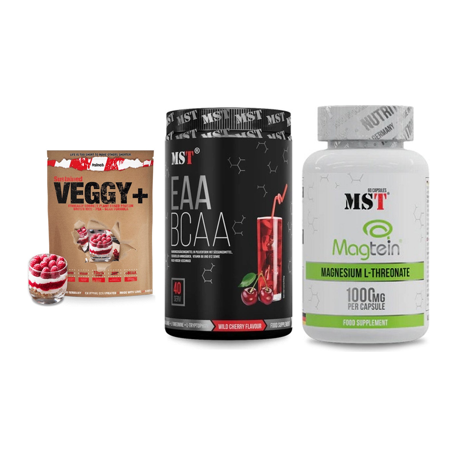 Pflanzliches Set: Sinob VEGGY + MST EAA & BCAA + MST Magnesium – alle enthaltenen Artikel