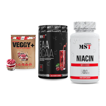 Pflanzliches Set: Sinob VEGGY + MST EAA & BCAA + MST Niacin – alle enthaltenen Artikel