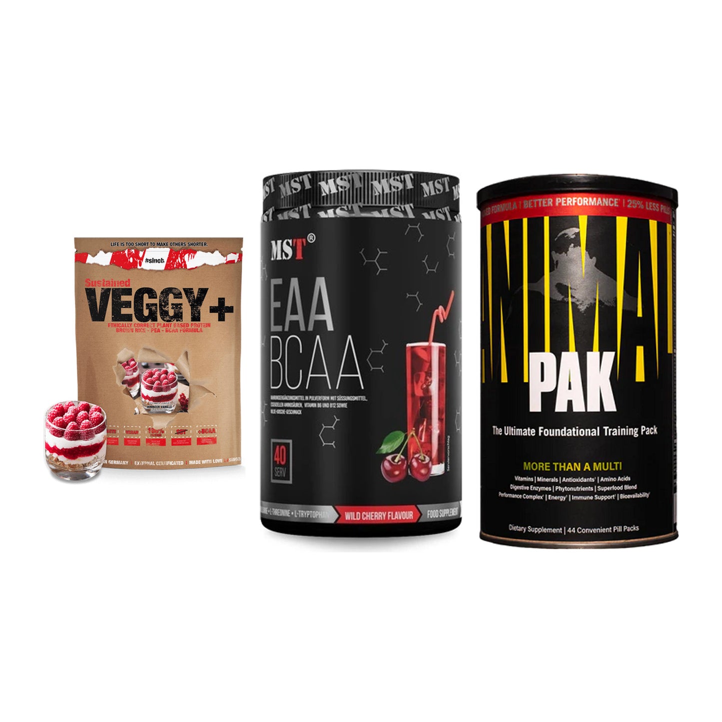 Pflanzliches Set: Sinob VEGGY + MST EAA & BCAA + Universal – alle enthaltenen Artikel