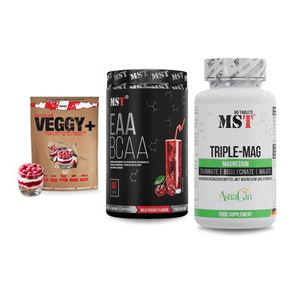Pflanzliches Set: Sinob VEGGY + MST EAA & BCAA + MST Tripple Mag – alle enthaltenen Artikel