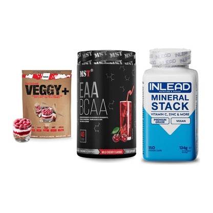 Pflanzliches Set: Sinob VEGGY + MST EAA & BCAA + INLEAD Mineral – alle enthaltenen Artikel