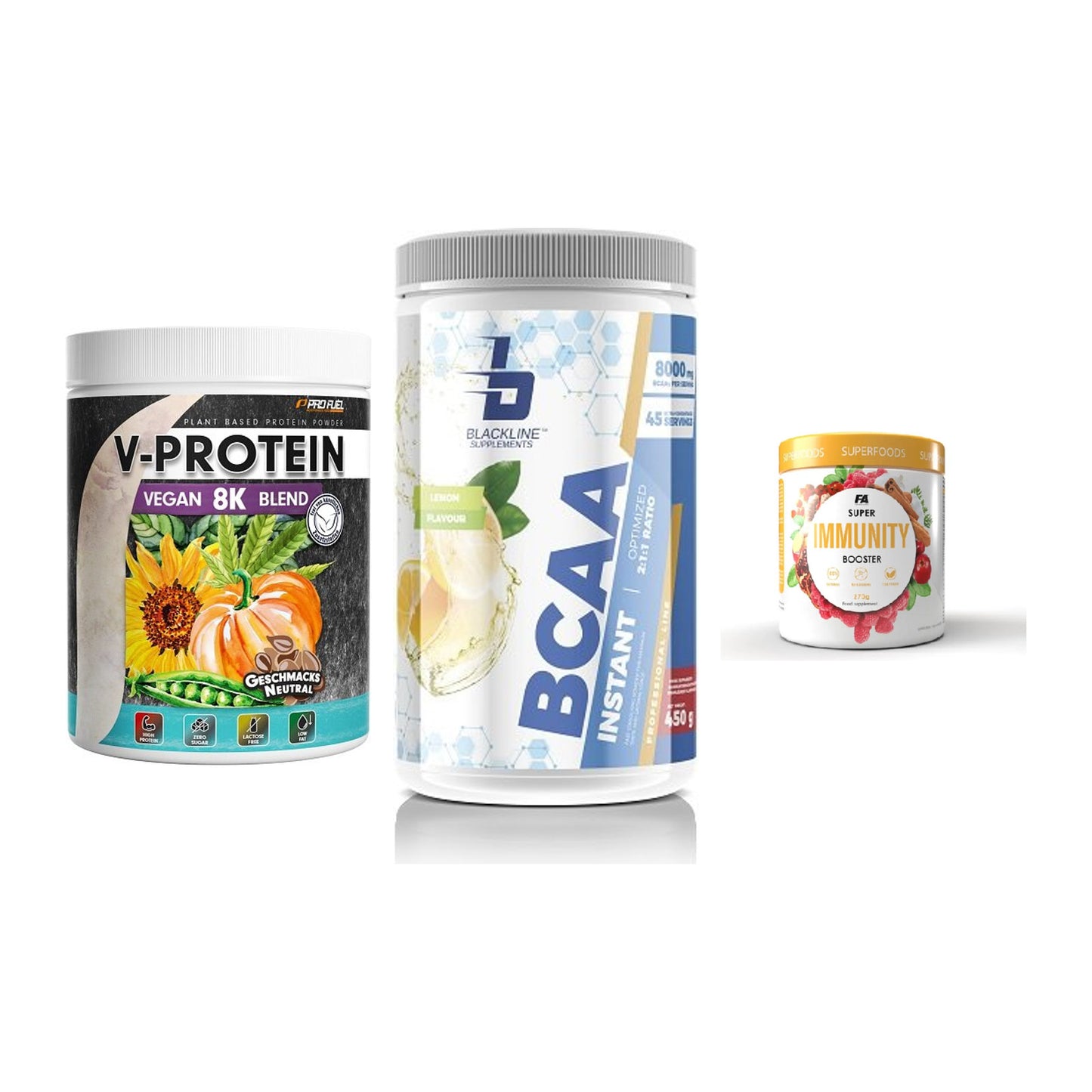 Pflanzliches Set: ProFuel V-Prote + Blackline + FA Nutrition – alle enthaltenen Artikel