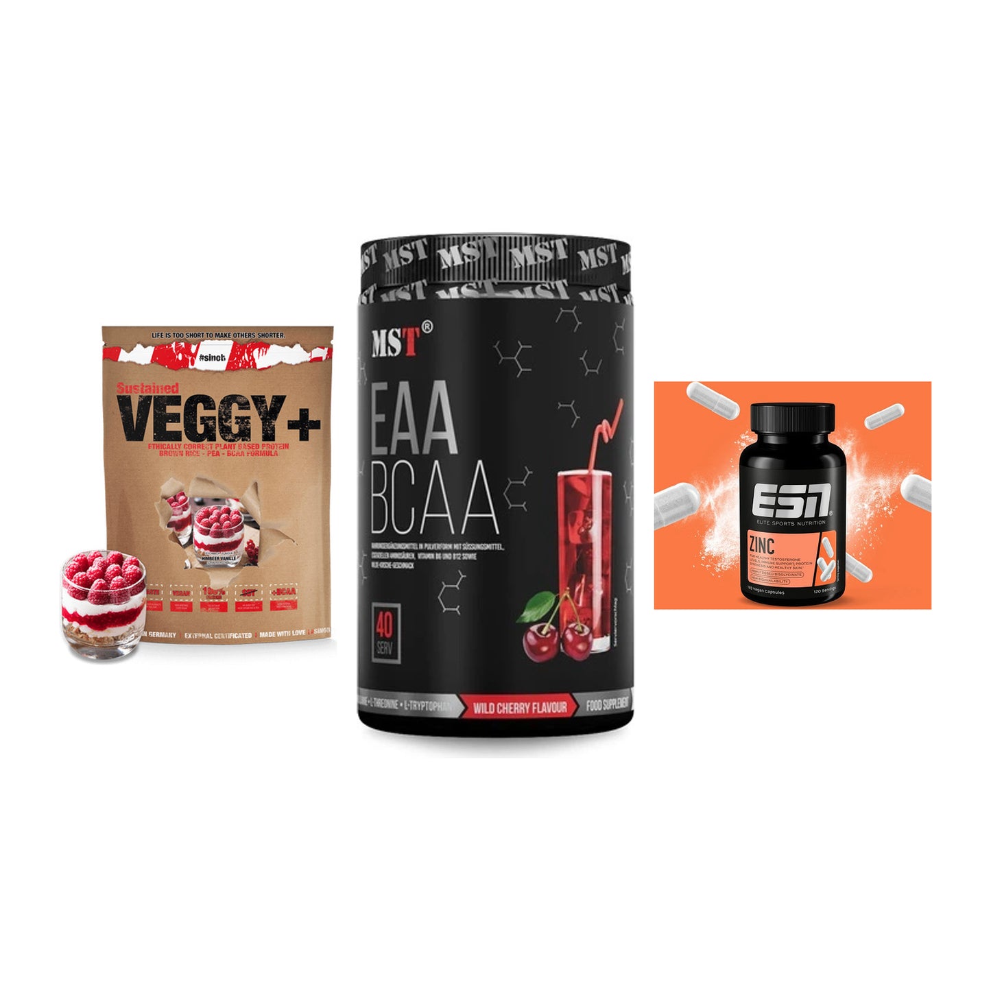 Pflanzliches Set: Sinob VEGGY + MST EAA & BCAA + ESN Zinc – alle enthaltenen Artikel