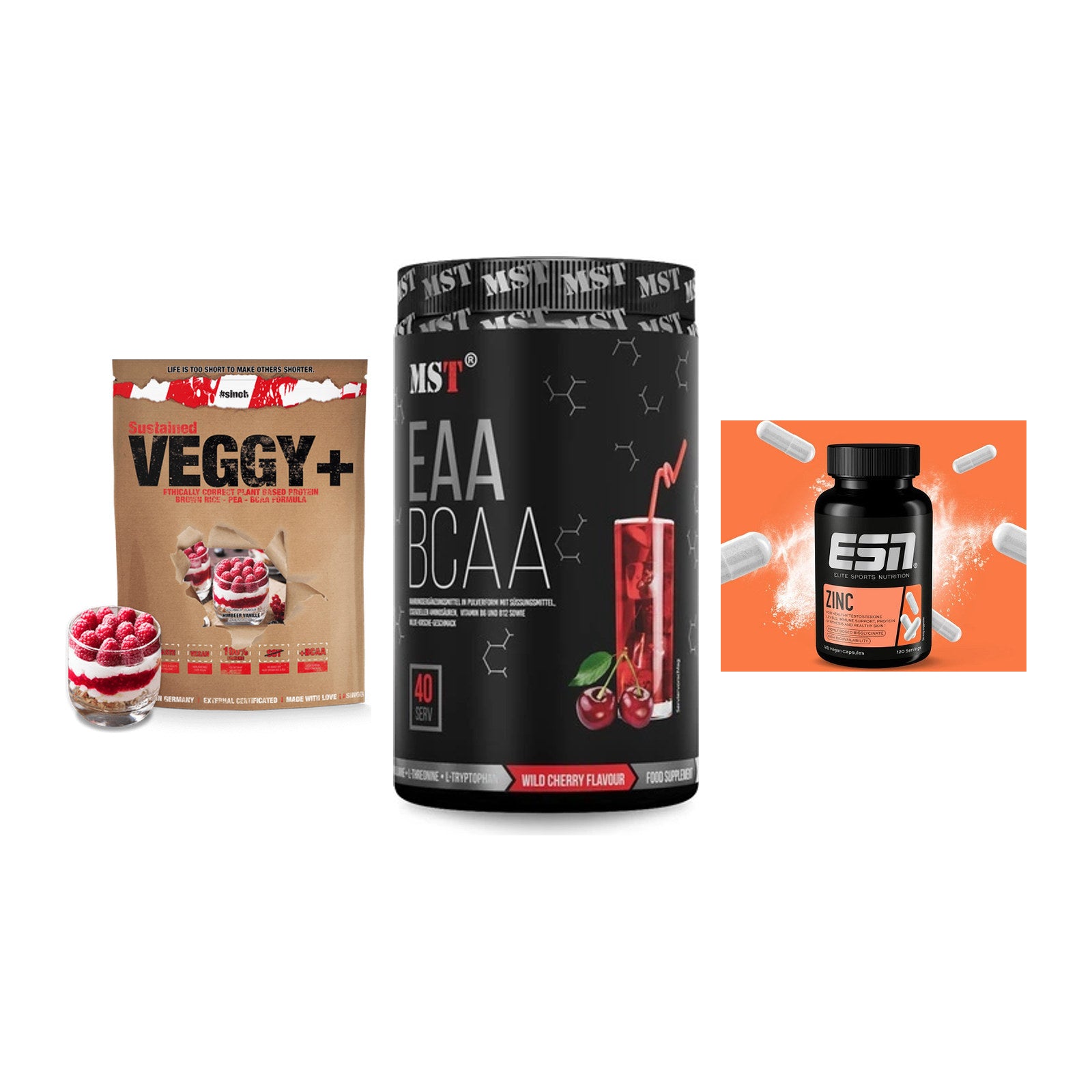 Pflanzliches Set: Sinob VEGGY + MST EAA & BCAA + ESN Zinc – alle enthaltenen Artikel