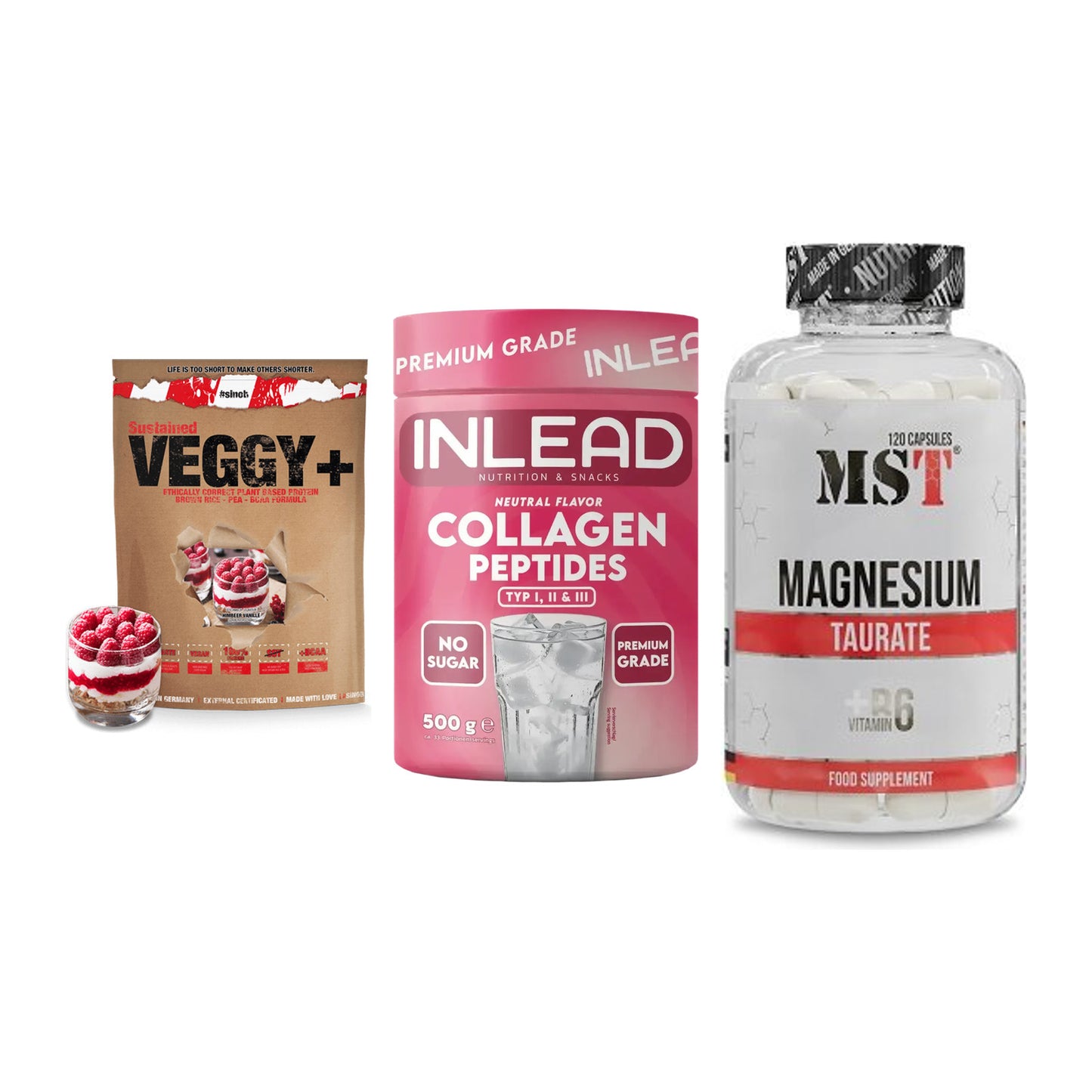 Pflanzliches Set: Sinob VEGGY + INLEAD Collagen + MST Magnesium – alle enthaltenen Artikel
