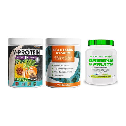 Pflanzliches Set: ProFuel V-Prote + ProFuel Glutami + Scitec Greens – alle enthaltenen Artikel