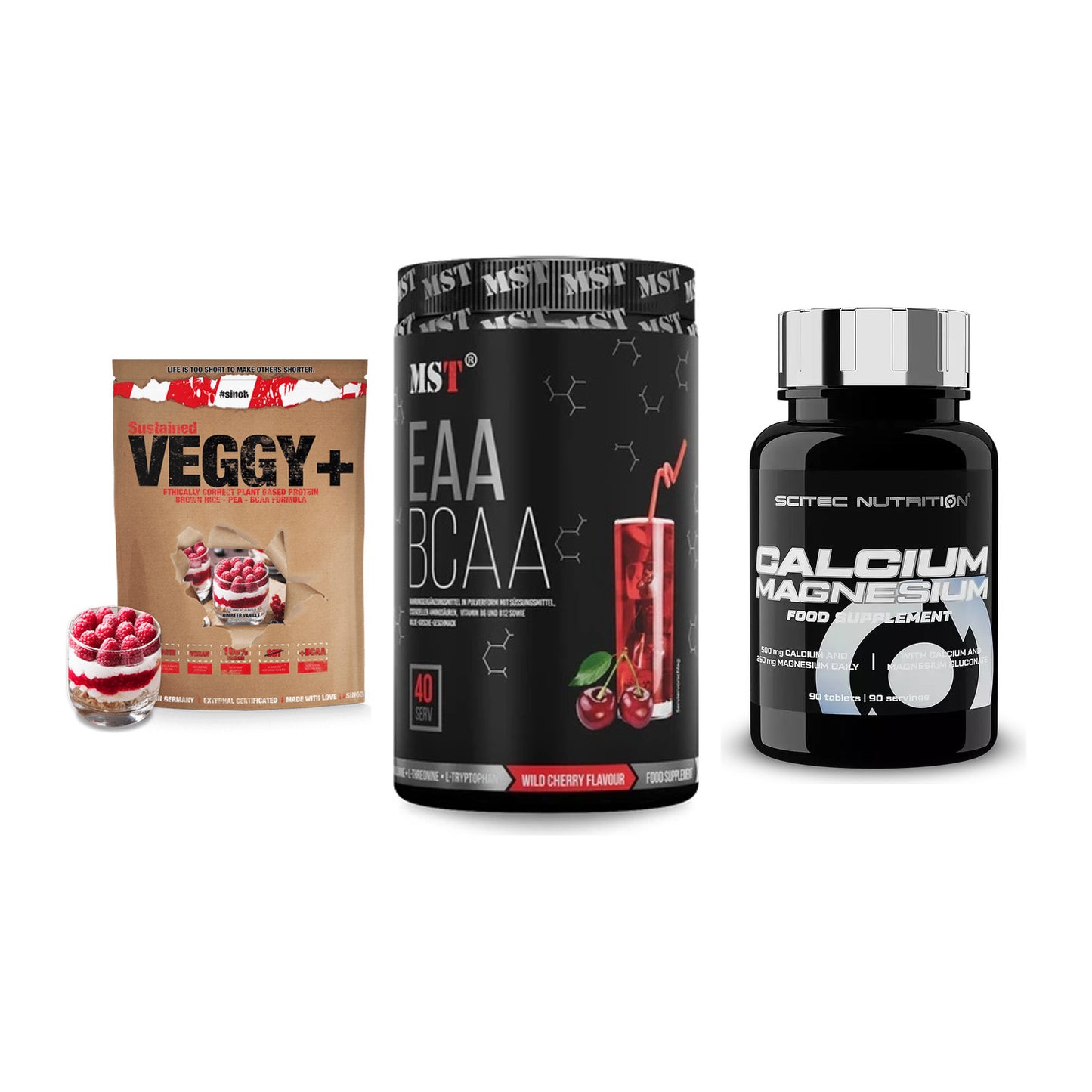 Pflanzliches Set: Sinob VEGGY + MST EAA & BCAA + Scitec Calcium – alle enthaltenen Artikel