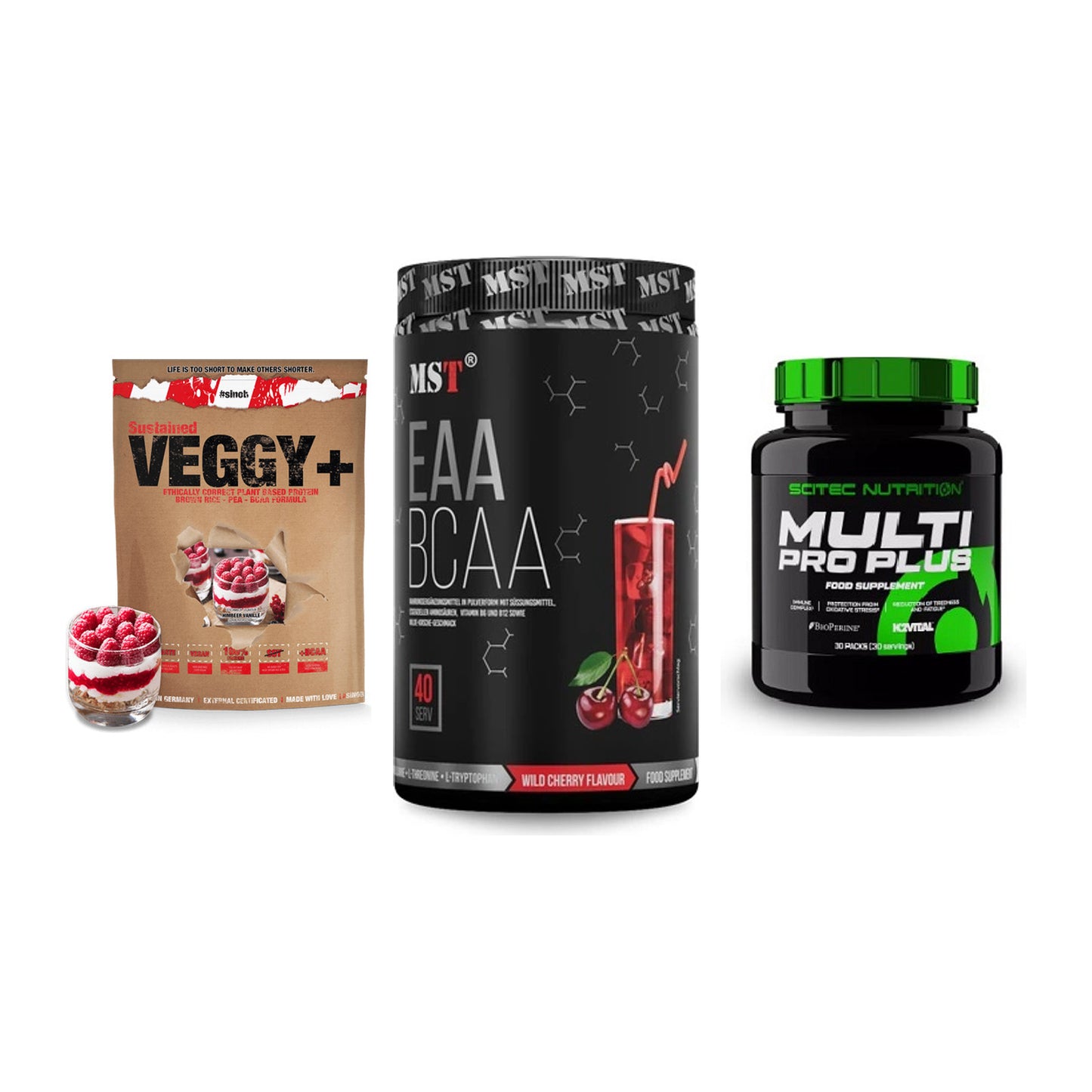Pflanzliches Set: Sinob VEGGY + MST EAA & BCAA + Scitec Multi – alle enthaltenen Artikel