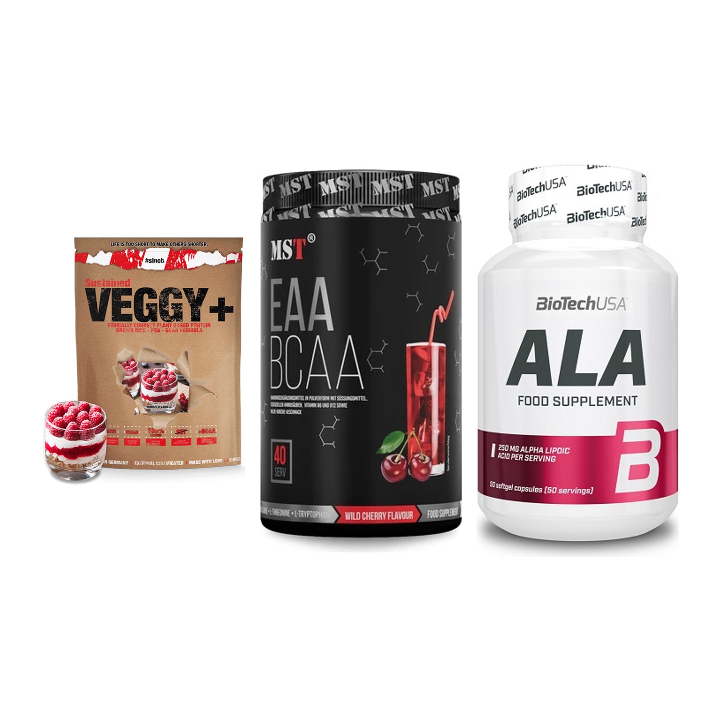 Pflanzliches Set: Sinob VEGGY + MST EAA & BCAA + BioTech ALA – alle enthaltenen Artikel