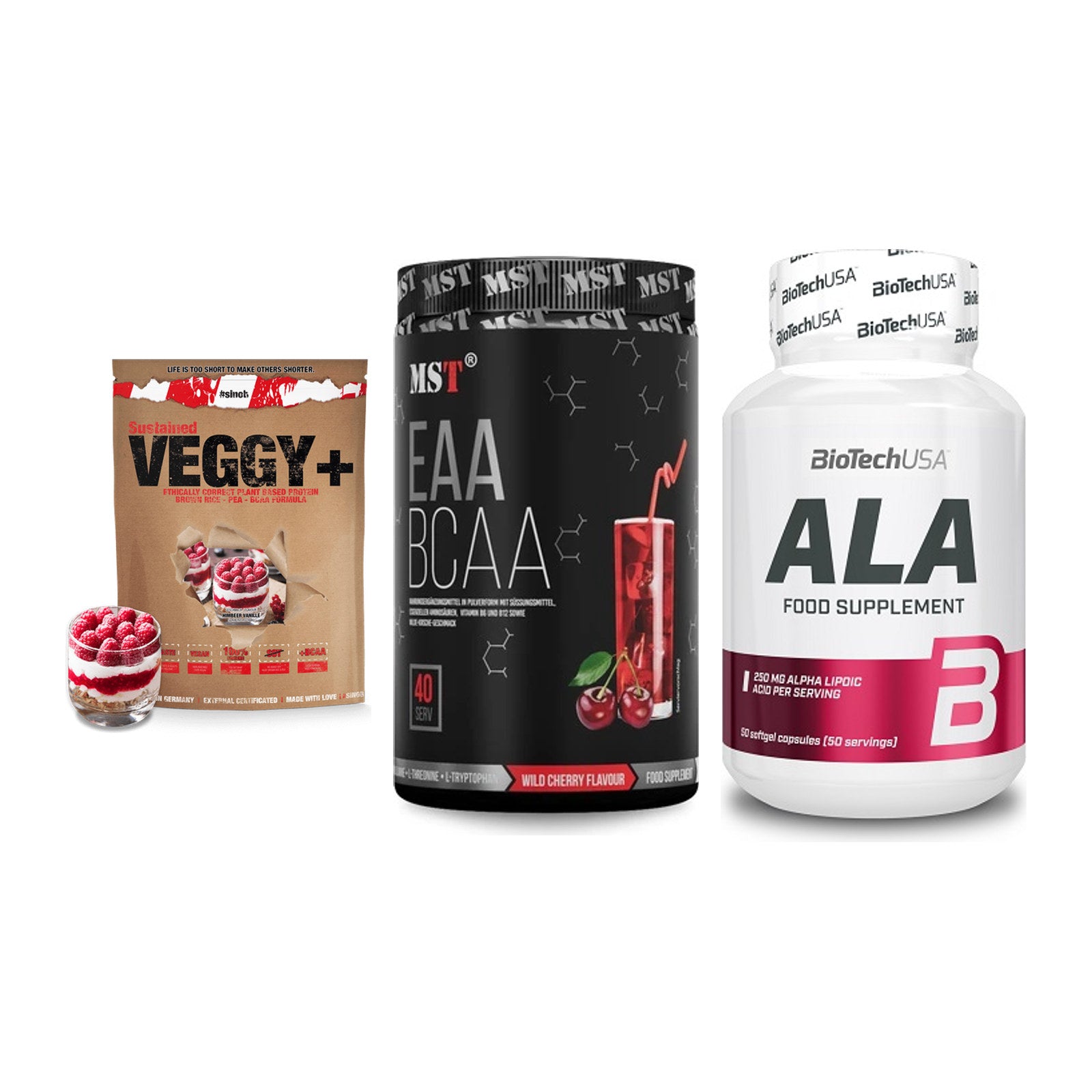 Pflanzliches Set: Sinob VEGGY + MST EAA & BCAA + BioTech ALA – alle enthaltenen Artikel