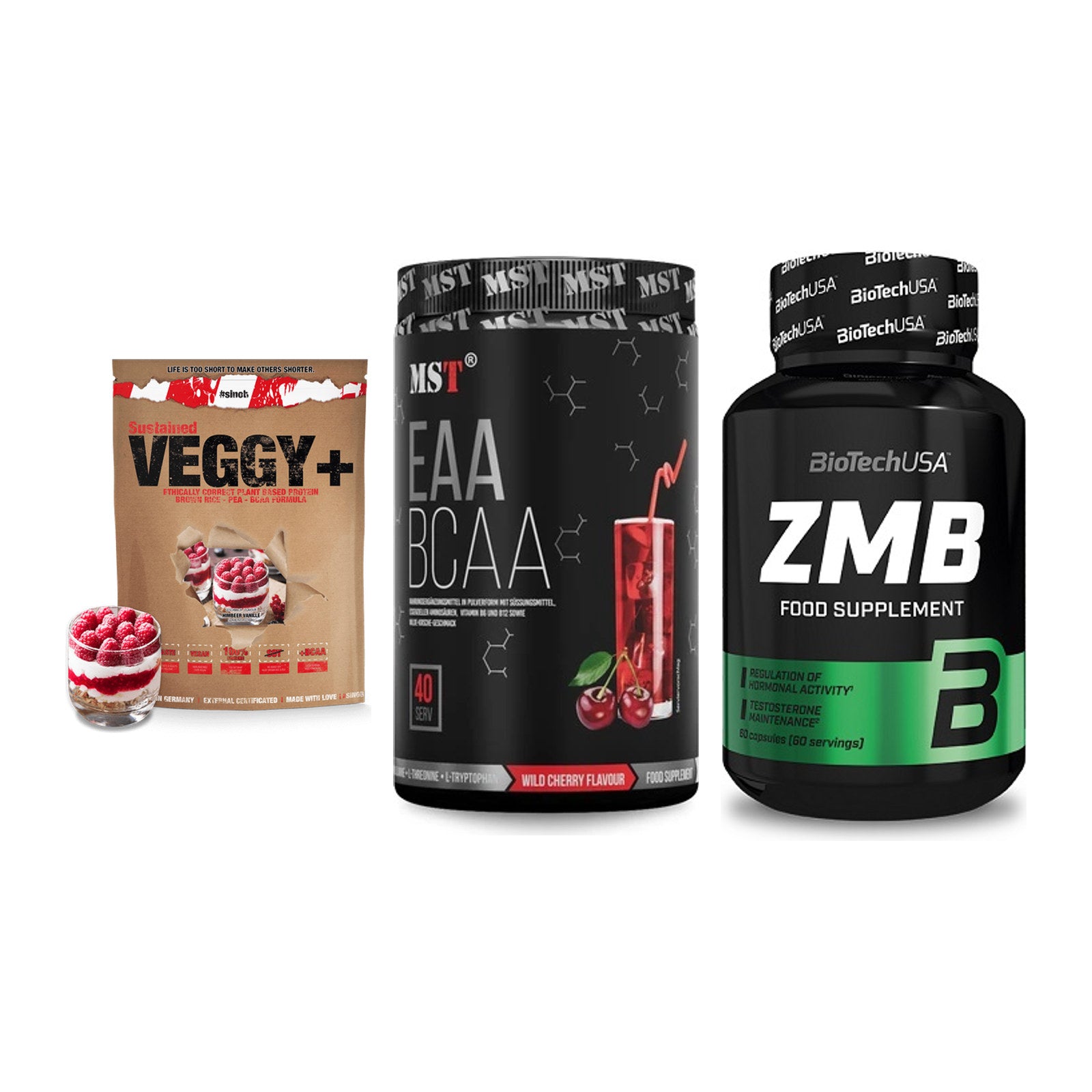Pflanzliches Set: Sinob VEGGY + MST EAA & BCAA + BioTech ZMB – alle enthaltenen Artikel