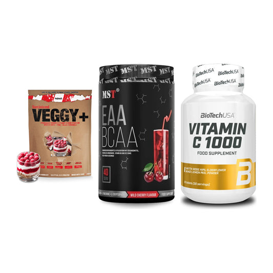 Pflanzliches Set: Sinob VEGGY + MST EAA & BCAA + BioTech Vitamin – alle enthaltenen Artikel