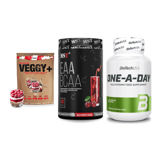 Pflanzliches Set: Sinob VEGGY + MST EAA & BCAA + BioTech One A – alle enthaltenen Artikel