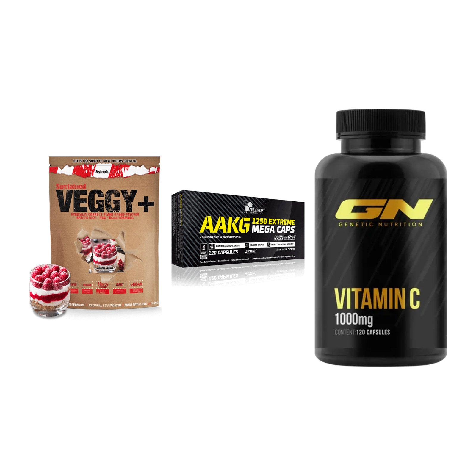 Pflanzliches Set: Sinob VEGGY + Olimp AAKG + GN Vitamin C – alle enthaltenen Artikel