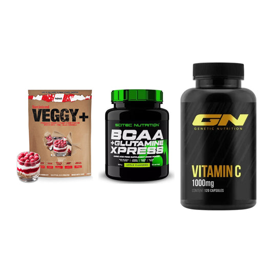 Pflanzliches Set: Sinob VEGGY + Scitec BCAA + GN Vitamin C – alle enthaltenen Artikel