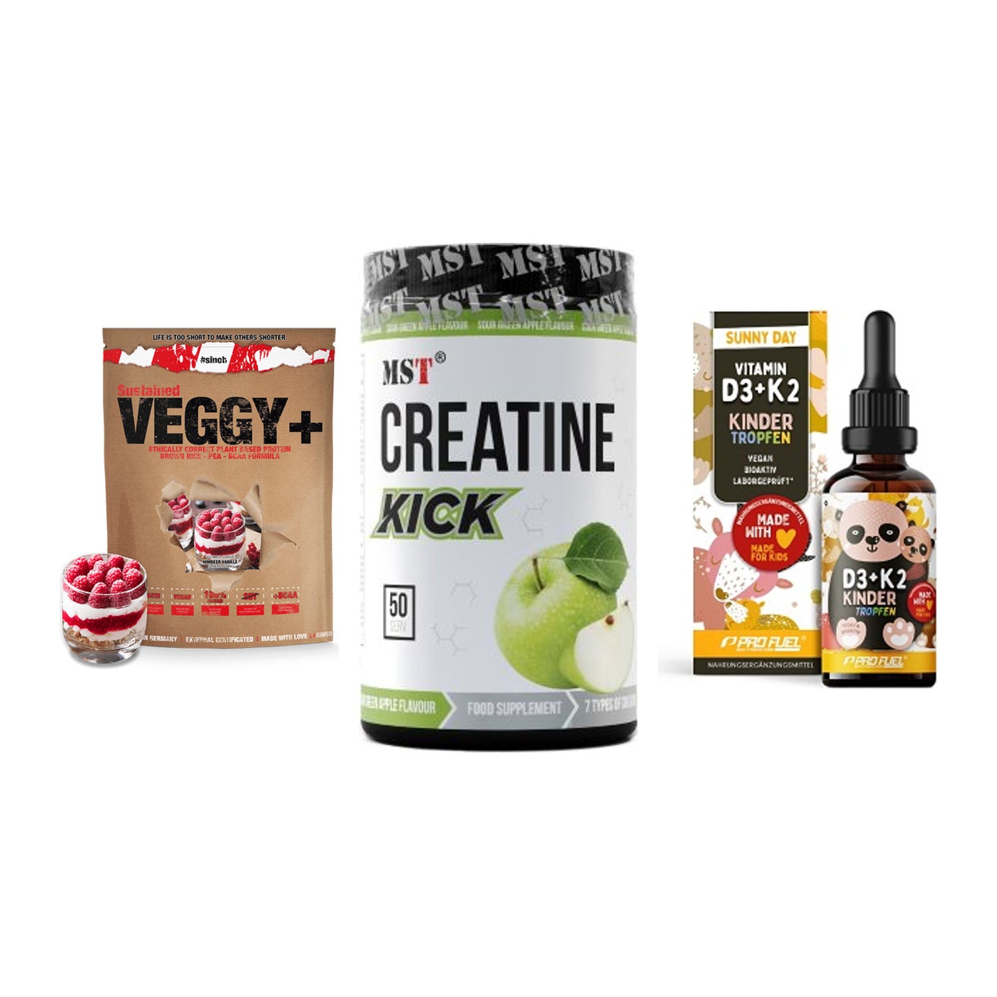Pflanzliches Set: Sinob VEGGY + MST Creatine + ProFuel VITAMIN – alle enthaltenen Artikel