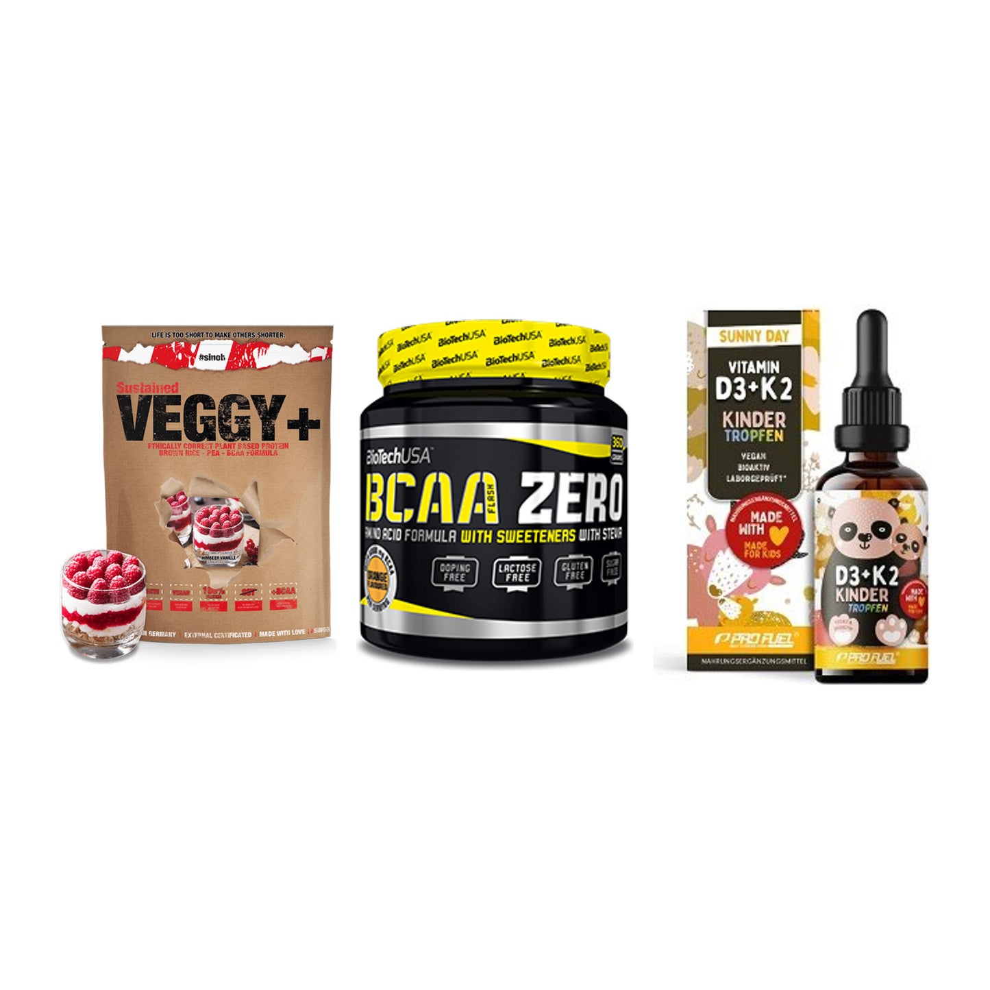 Pflanzliches Set: Sinob VEGGY + BioTech BCAA + ProFuel VITAMIN – alle enthaltenen Artikel