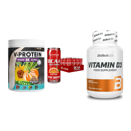 Pflanzliches Set: ProFuel V-Prote + Activlab BCAA + BioTech Vitamin – alle enthaltenen Artikel