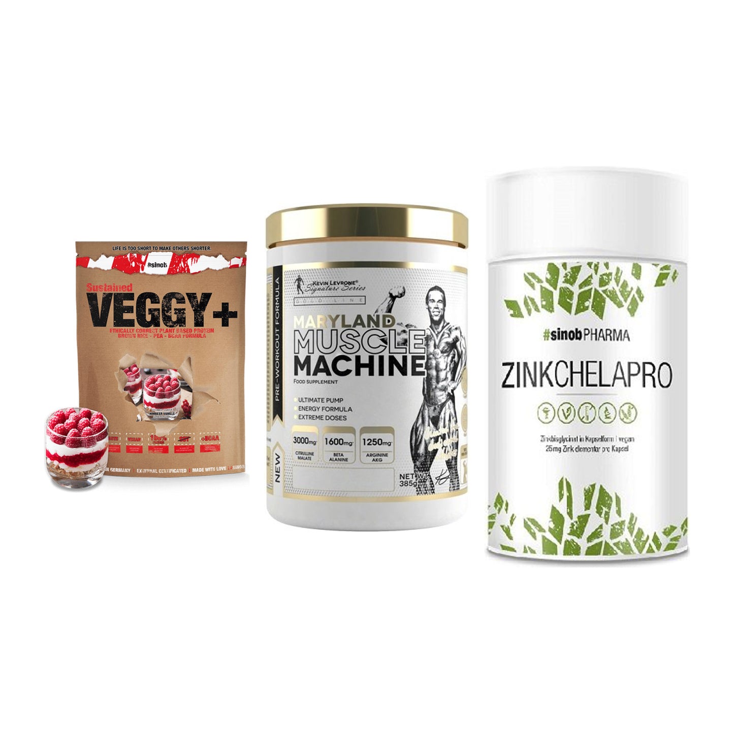 Pflanzliches Set: Sinob VEGGY + Kevin Levrone + Sinob Zink – alle enthaltenen Artikel