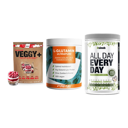 Pflanzliches Set: Sinob VEGGY + ProFuel Glutami + Sinob All Day – alle enthaltenen Artikel