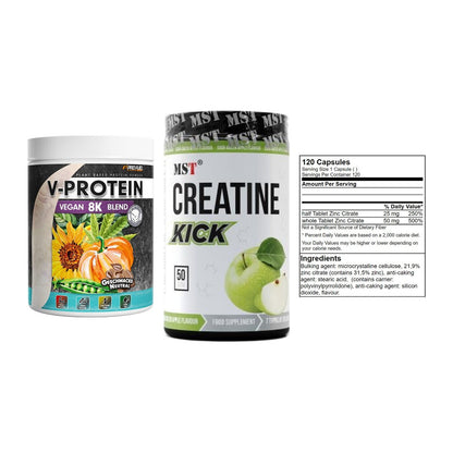 Pflanzliches Set: ProFuel V-Prote + MST Creatine + GN Zinc Citrate – alle enthaltenen Artikel