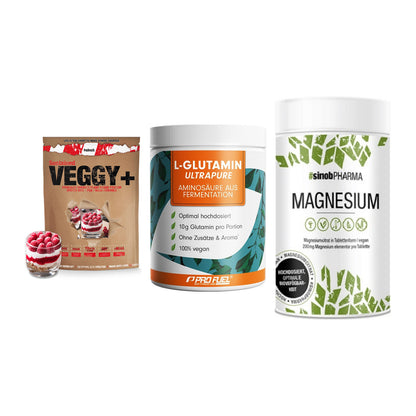 Pflanzliches Set: Sinob VEGGY + ProFuel Glutami + Sinob Magnesium – alle enthaltenen Artikel