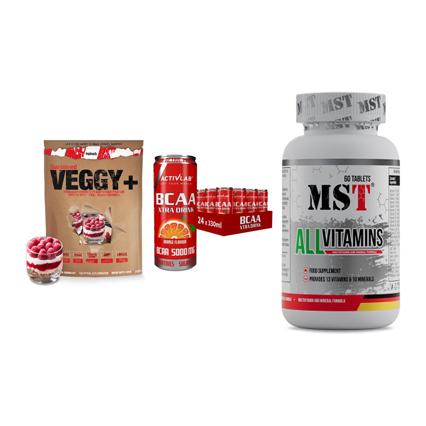 Pflanzliches Set: Sinob VEGGY + Activlab BCAA + MST All Vitamin – alle enthaltenen Artikel