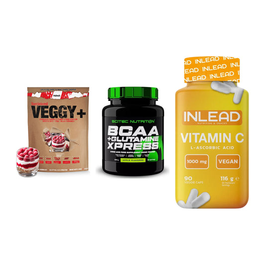 Pflanzliches Set: Sinob VEGGY + Scitec BCAA + INLEAD Vitamin – alle enthaltenen Artikel