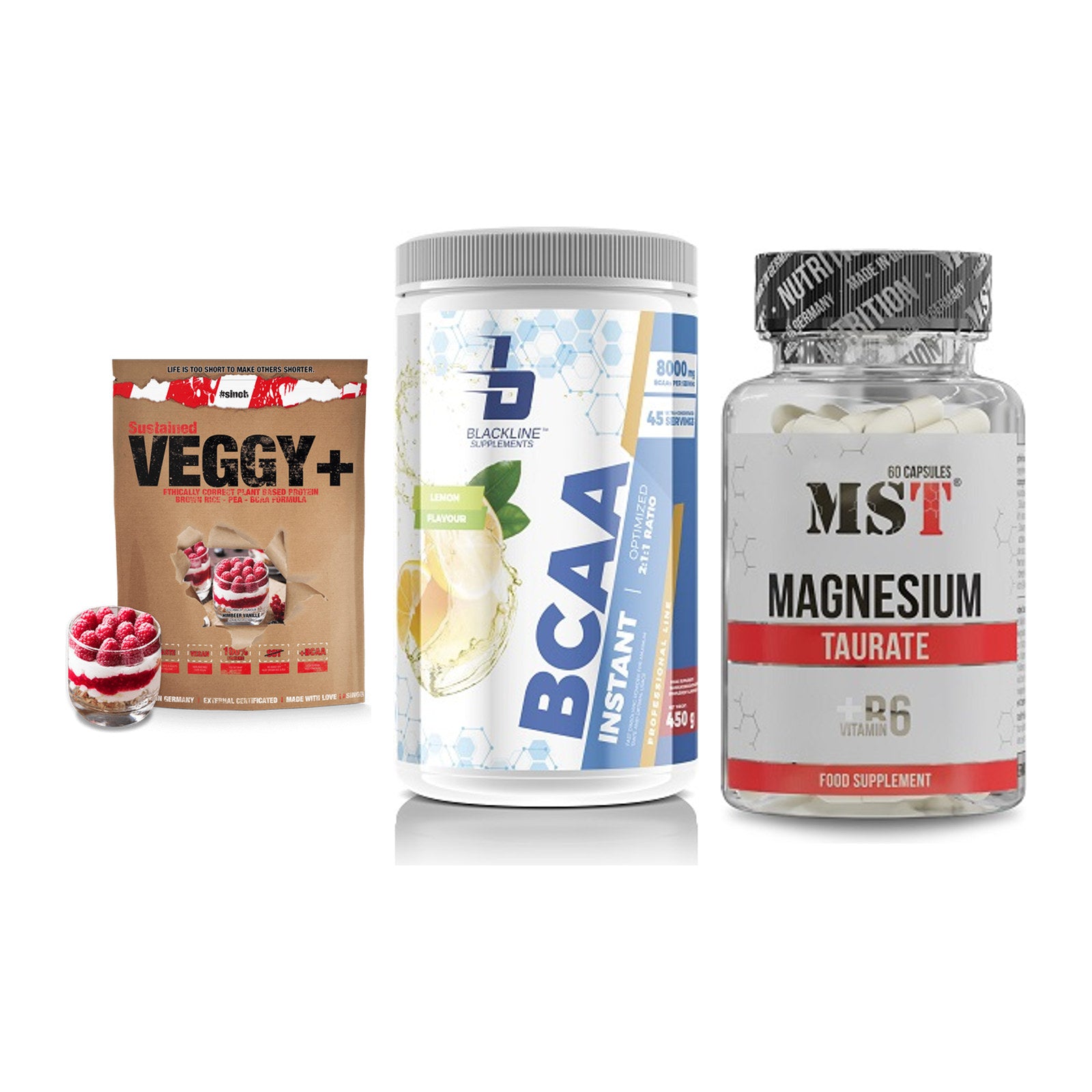 Pflanzliches Set: Sinob VEGGY + Blackline + MST Magnesium – alle enthaltenen Artikel