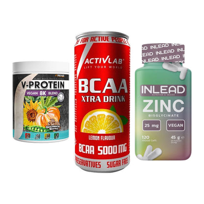 Pflanzliches Set: ProFuel V-Prote + Activlab BCAA + INLEAD Zink – alle enthaltenen Artikel