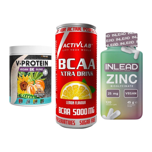 Pflanzliches Set: ProFuel V-Prote + Activlab BCAA + INLEAD Zink – alle enthaltenen Artikel