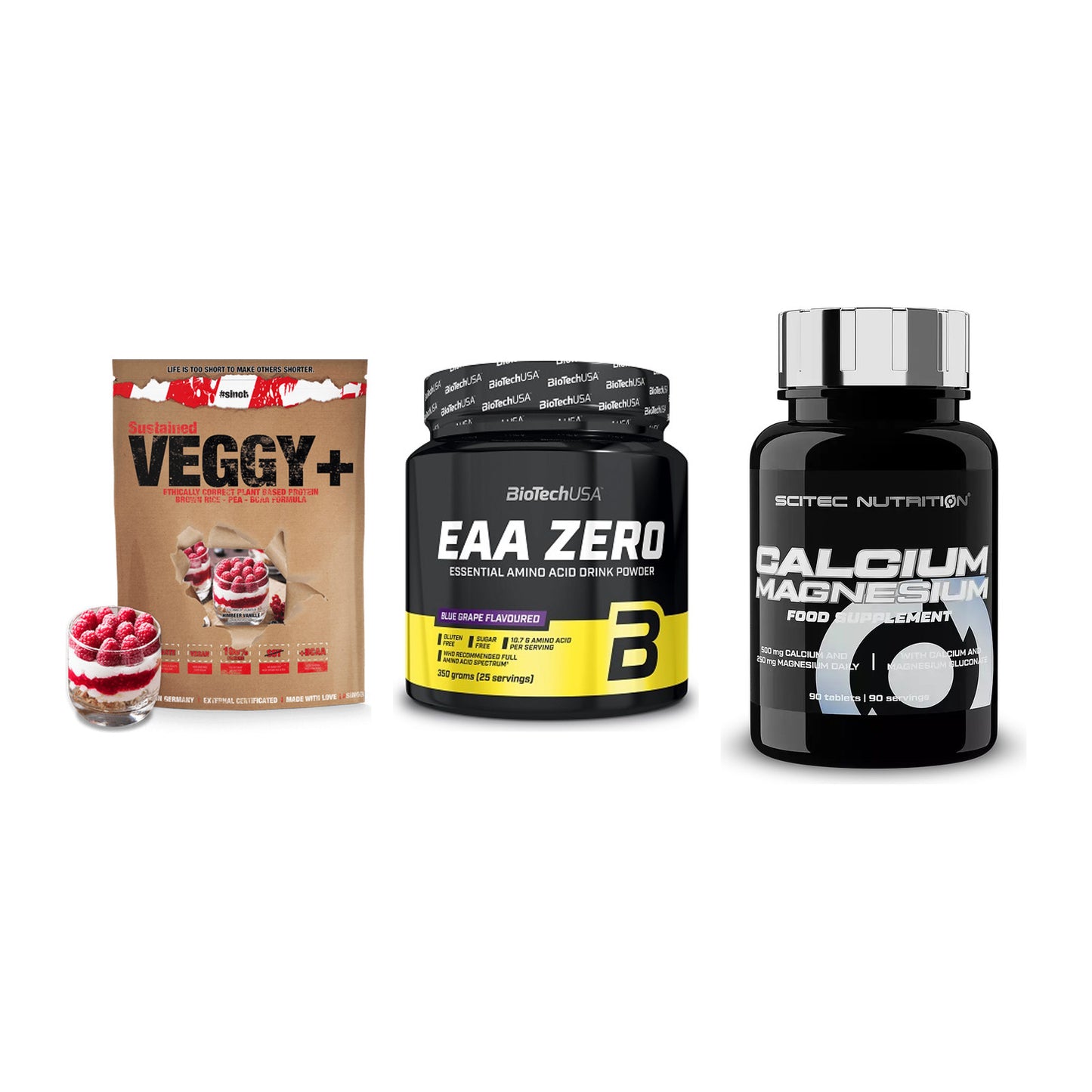 Pflanzliches Set: Sinob VEGGY + BioTech EAA + Scitec Calcium – alle enthaltenen Artikel
