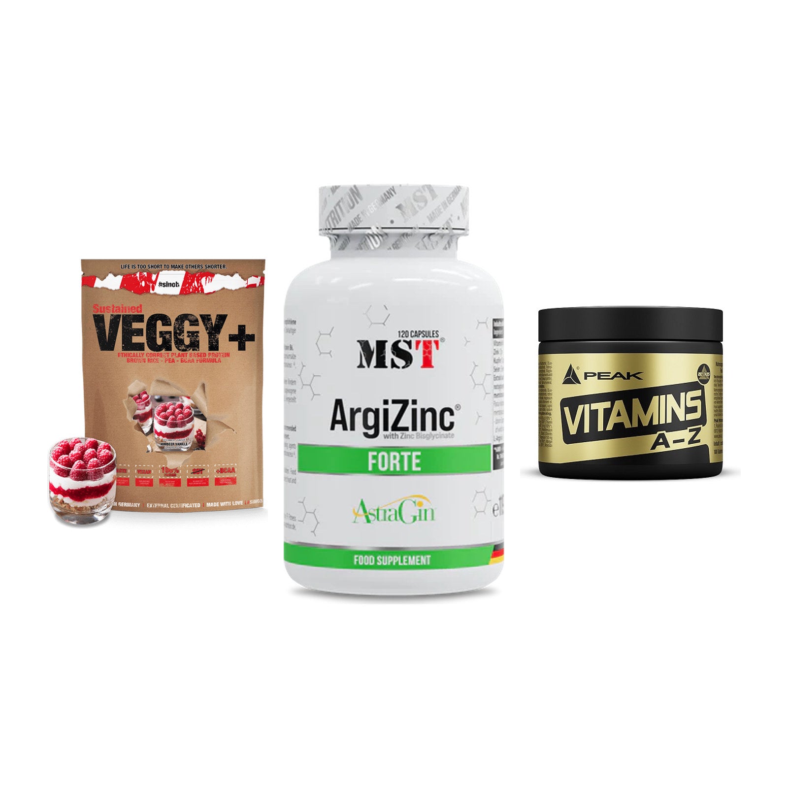 Pflanzliches Set: Sinob VEGGY + MST ArgiZinc + Peak Vitamin – alle enthaltenen Artikel