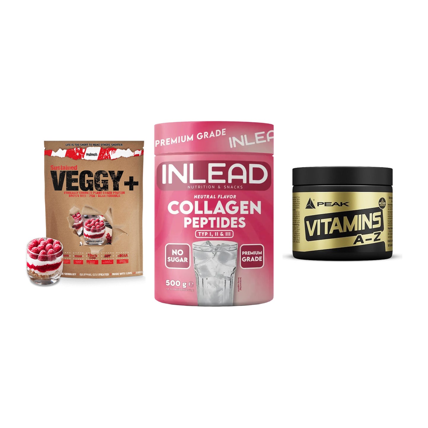 Pflanzliches Set: Sinob VEGGY + INLEAD Collagen + Peak Vitamin – alle enthaltenen Artikel