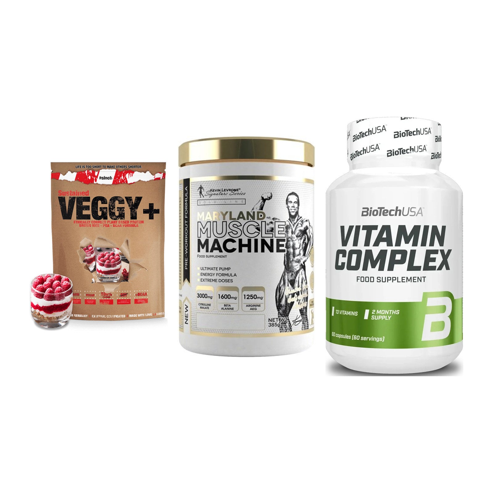 Pflanzliches Set: Sinob VEGGY + Kevin Levrone + BioTech Vitamin – alle enthaltenen Artikel