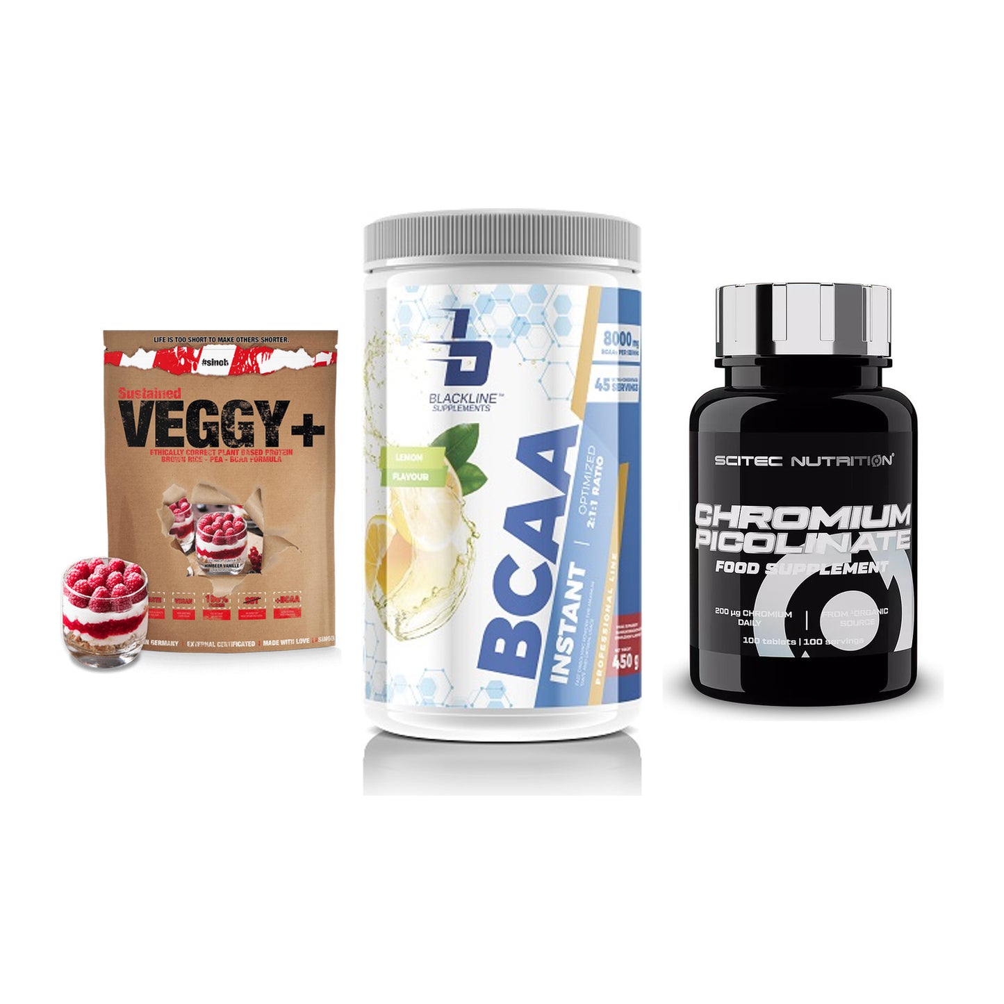 Pflanzliches Set: Sinob VEGGY + Blackline + Scitec Chromium – alle enthaltenen Artikel