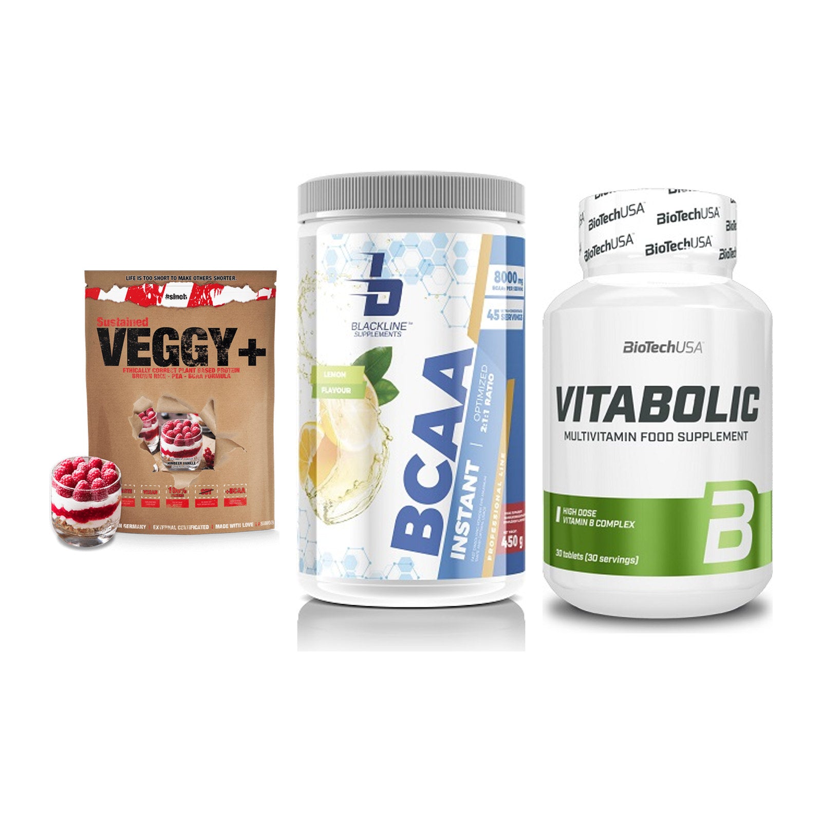 Pflanzliches Set: Sinob VEGGY + Blackline + BioTech Vitabol – alle enthaltenen Artikel