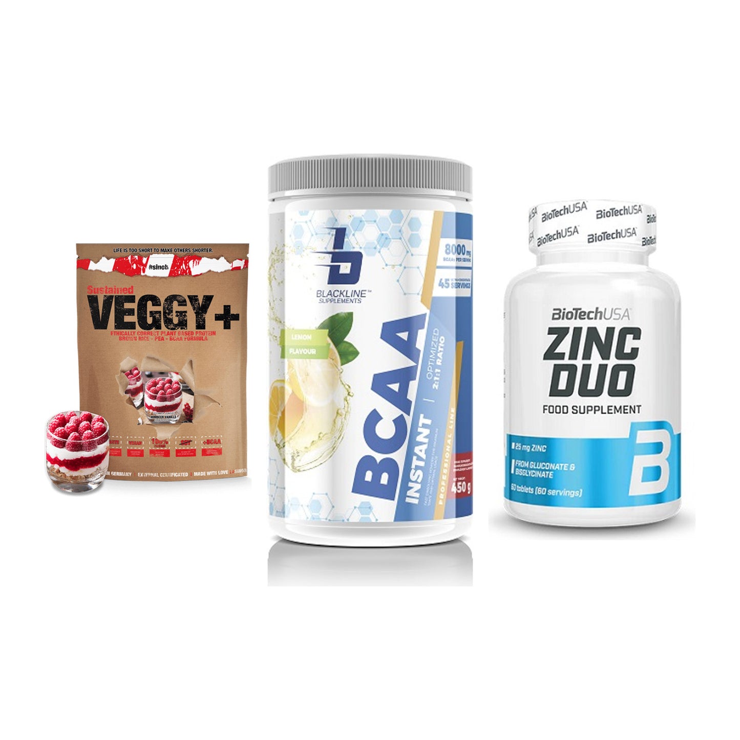Pflanzliches Set: Sinob VEGGY + Blackline + BioTech Zinc – alle enthaltenen Artikel