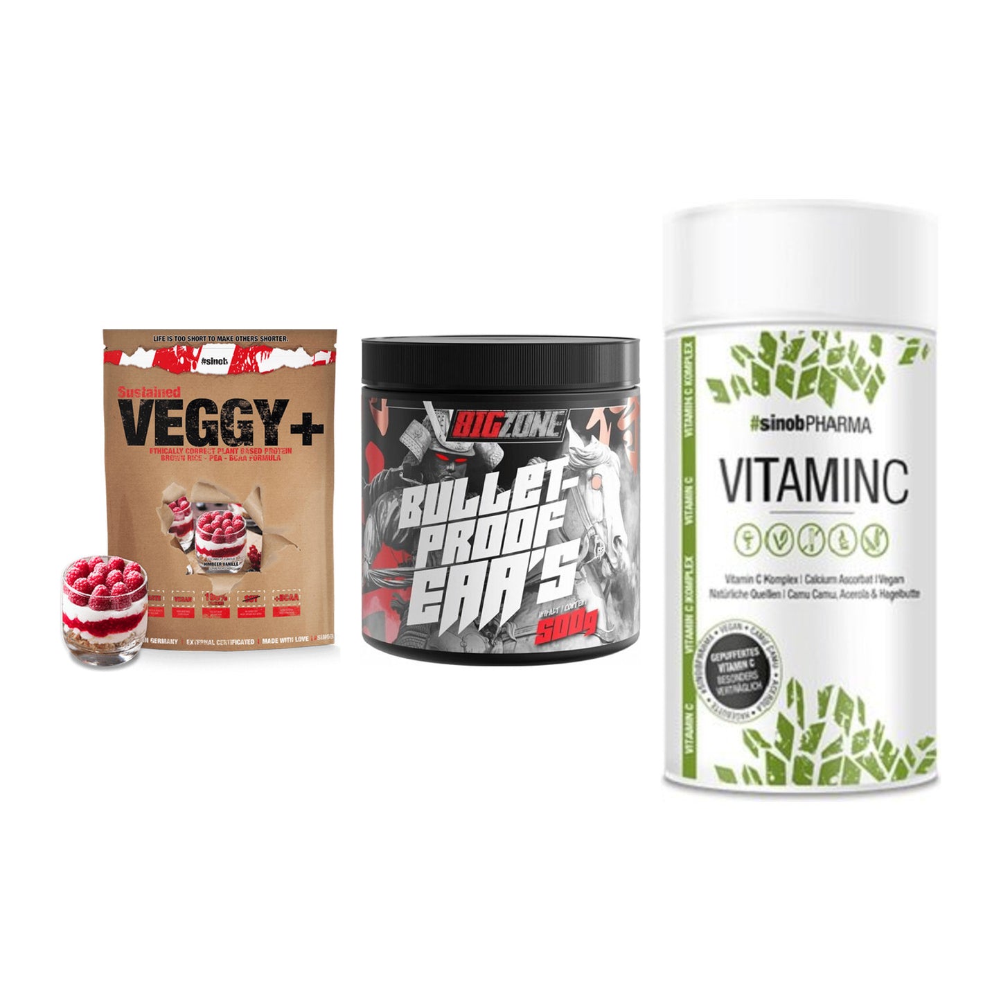 Pflanzliches Set: Sinob VEGGY + Big Zone + Sinob Vitamin C – alle enthaltenen Artikel
