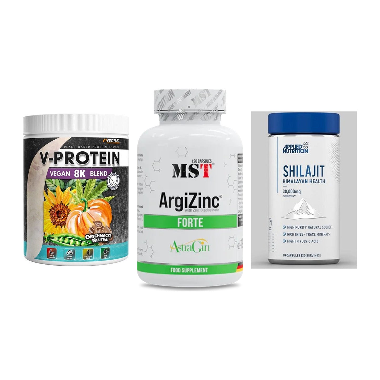 Pflanzliches Set: ProFuel V-Prote + MST ArgiZinc + Applied Nutriti – alle enthaltenen Artikel