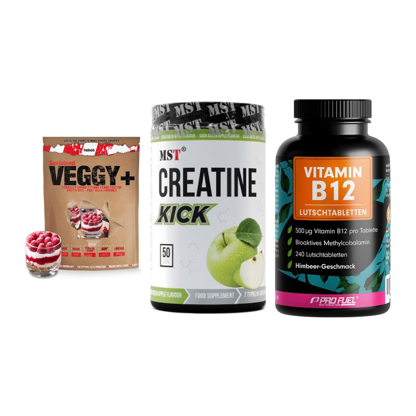 Pflanzliches Set: Sinob VEGGY + MST Creatine + ProFuel Vitamin – alle enthaltenen Artikel