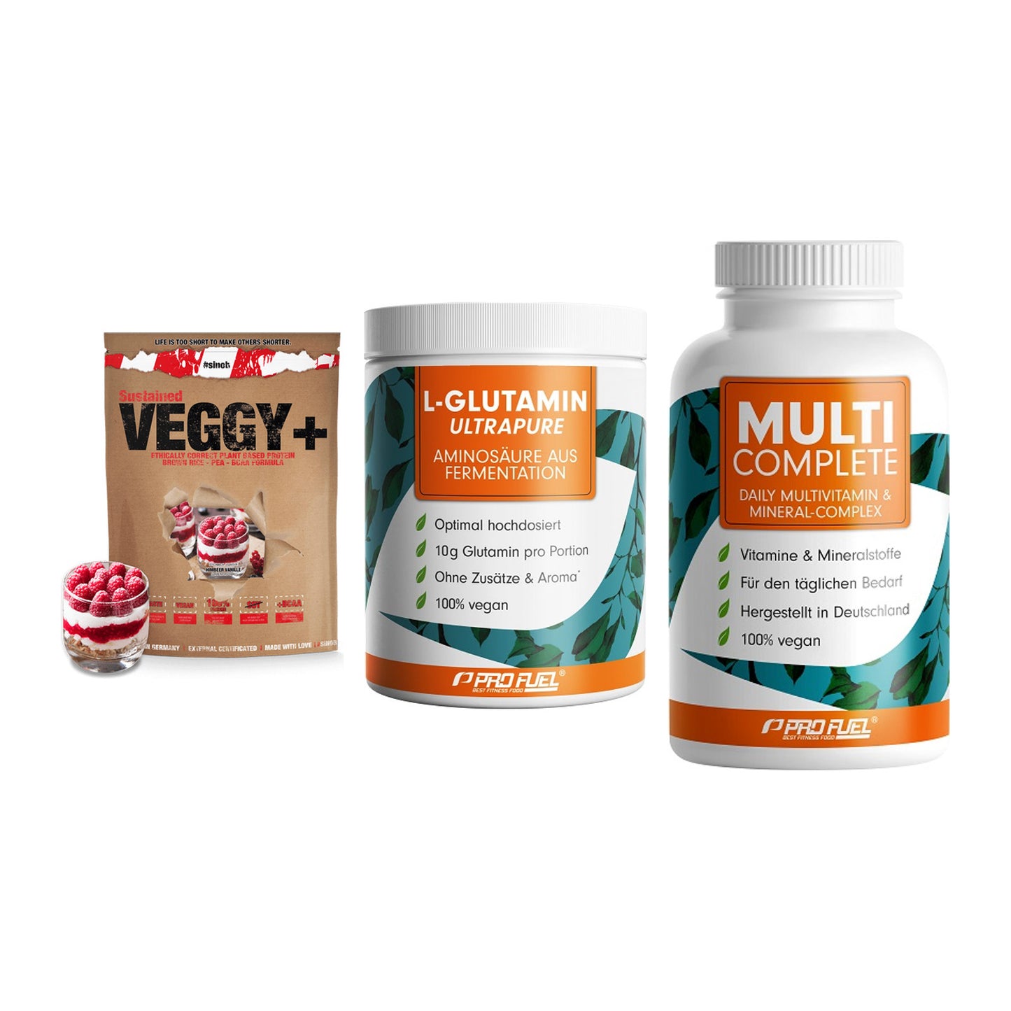 Pflanzliches Set: Sinob VEGGY + ProFuel Glutami + ProFuel MULTI – alle enthaltenen Artikel