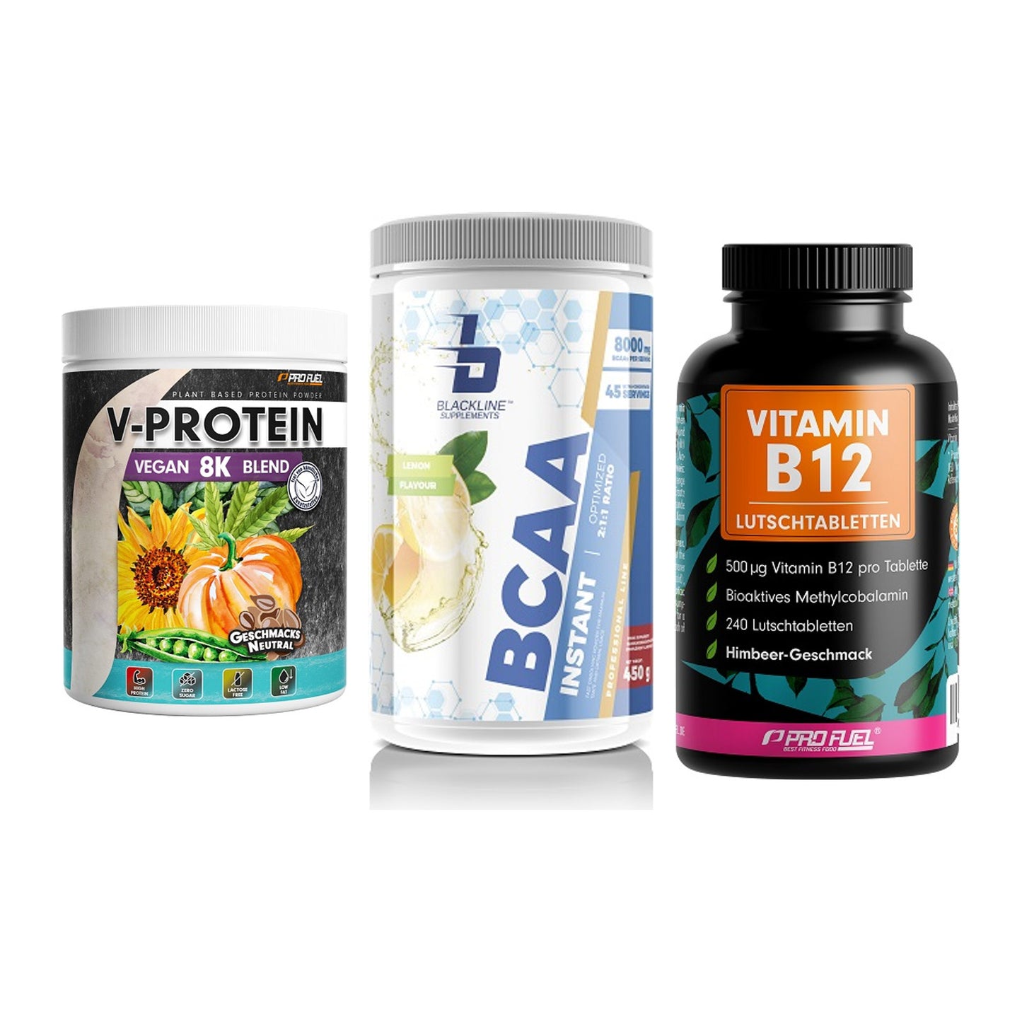 Pflanzliches Set: ProFuel V-Prote + Blackline + ProFuel Vitamin – alle enthaltenen Artikel