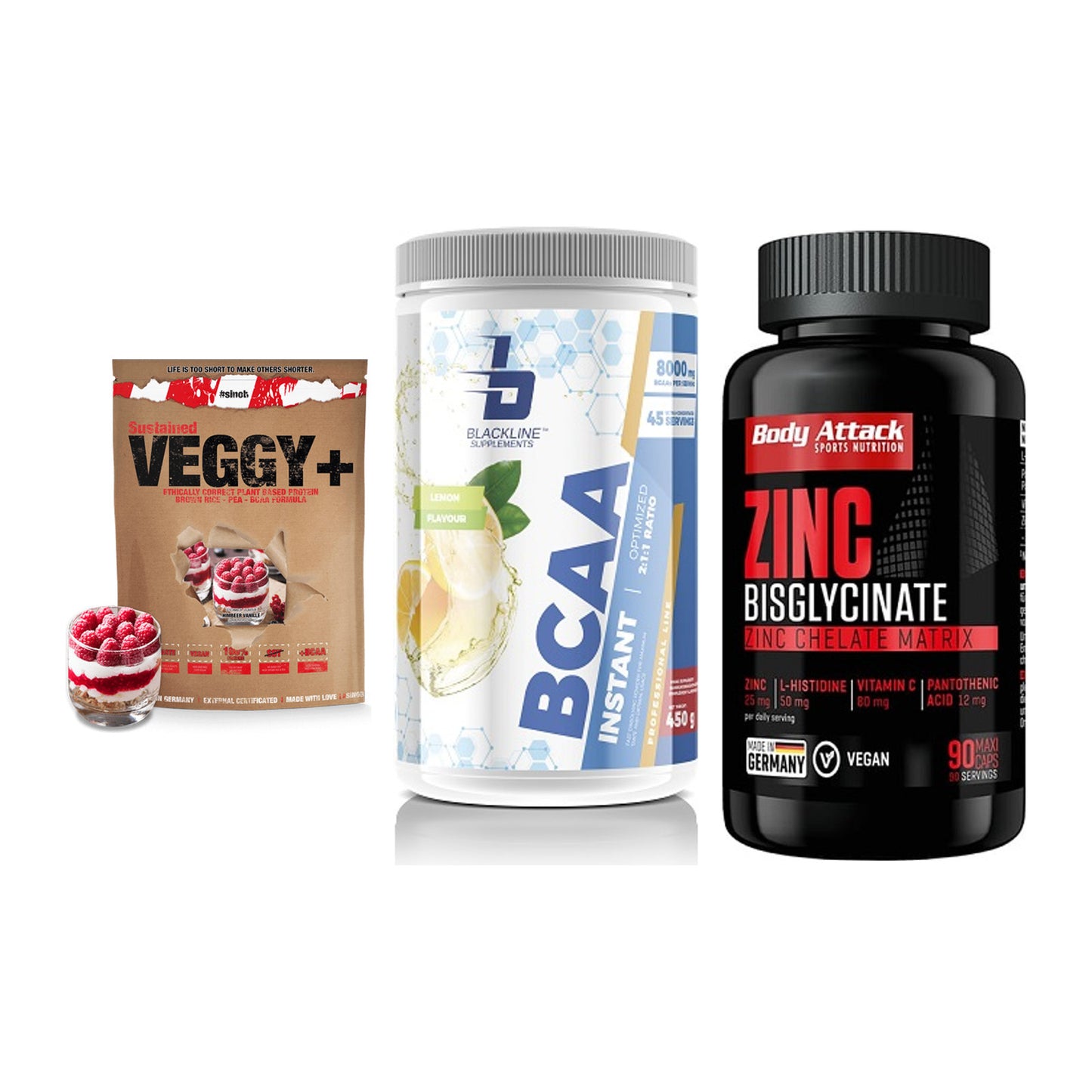 Pflanzliches Set: Sinob VEGGY + Blackline + Body Attack – alle enthaltenen Artikel